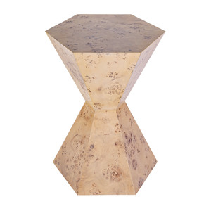 Billie 20 in W Hourglass Hexagon Shaped Burl Wood Side Table, Light Brown (5788443) Billie 20 in W Hourglass Hexagon Shaped Burl Wood Side Table, Light Brown (5788443)