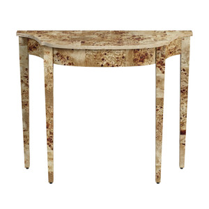Chester 36 in W Demilune Burl Wood Console Table, Light Brown (4116443)