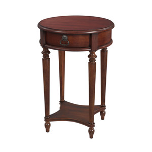 Jules 175 in W Round Wood 1 Drawer End Table with Lower Open Shelf, Dark Brown (2096024)