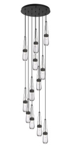 Milan - 12 Light - 24 inch - Matte Black - Multi Pendant (126-452-1P-BK-G452-4CL)