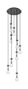 Owego - 9 Light - 19 inch - Matte Black - Multi Pendant (119-451-1P-BK-G451-4CL)