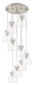 Newton Bell - 9 Light - 22 inch - Brushed Satin Nickel - Multi Pendant (119-410-1PS-SN-G412-8CL)