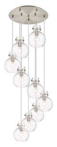 Newton Sphere - 9 Light - 22 inch - Brushed Satin Nickel - Multi Pendant (119-410-1PS-SN-G410-8CL)