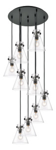 Newton Cone - 9 Light - 22 inch - Matte Black - Multi Pendant (119-410-1PS-BK-G411-8CL)