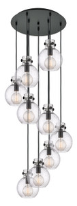 Newton Sphere - 9 Light - 22 inch - Matte Black - Cord hung - Multi Pendant (119-410-1PS-BK-G410-8SDY)