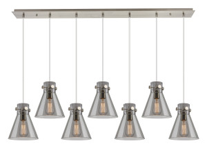 Newton Cone - 7 Light - 52 inch - Brushed Satin Nickel - Linear Pendant (127-410-1PS-SN-G411-8SM)