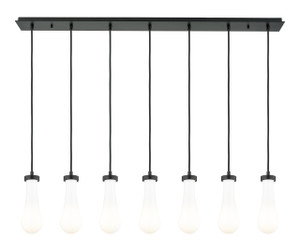 Owego - 7 Light - 49 inch - Brushed Matte Black - Linear Pendant (127-451-1P-BK-G451-4GWH)