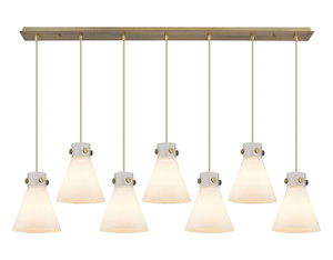 Newton Cone - 7 Light - 52 inch - Brushed Brass - Linear Pendant (127-410-1PS-BB-G411-8WH)