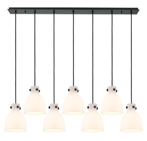 Newton Bell - 7 Light - 52 inch - Matte Black - Linear Pendant (127-410-1PS-BK-G412-8WH)