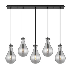 Owego - 5 Light - 37 inch - Matte Black - Linear Pendant (125-451-1P-BK-G451-7SM)