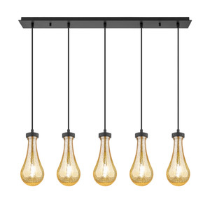 Owego - 5 Light - 37 inch - Matte Black - Linear Pendant (125-451-1P-BK-G451-5ME)