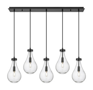 Owego - 5 Light - 37 inch - Matte Black - Linear Pendant (125-451-1P-BK-G451-7CL)