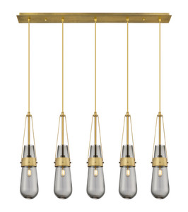 Milan - 5 Light - 36 inch - Brushed Brass - Linear Pendant (125-452-1P-BB-G452-4SM)