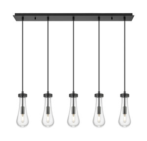 Owego - 5 Light - 37 inch - Matte Black - Linear Pendant (125-451-1P-BK-G451-4CL)