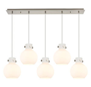 Newton Sphere - 5 Light - 40 inch - Brushed Satin Nickel - Cord hung - Linear Pendant (125-410-1PS-SN-G410-8WH)