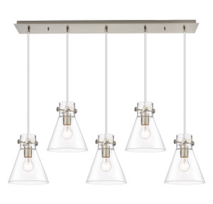 Newton Cone - 5 Light - 40 inch - Brushed Satin Nickel - Linear Pendant (125-410-1PS-SN-G411-8CL)