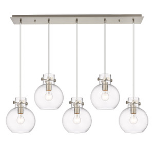 Newton Sphere - 5 Light - 40 inch - Brushed Satin Nickel - Linear Pendant (125-410-1PS-SN-G410-8CL)