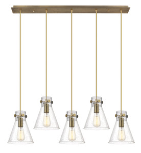 Newton Cone - 5 Light - 40 inch - Brushed Brass - Linear Pendant (125-410-1PS-BB-G411-8SDY)