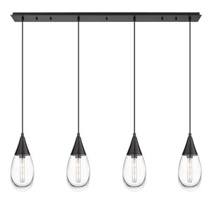 Malone - 4 Light - 50 inch - Matte Black - Linear Pendant (124-450-1P-BK-G450-6CL)
