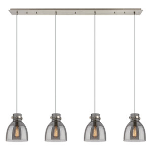 Newton Bell - 4 Light - 52 inch - Brushed Satin Nickel - Linear Pendant (124-410-1PS-SN-G412-8SM)