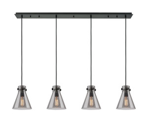 Newton Cone - 4 Light - 52 inch - Matte Black - Linear Pendant (124-410-1PS-BK-G411-8SM)