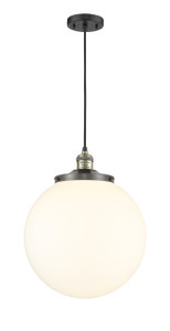 Beacon - 1 Light - 14 inch - Black Antique Brass - Cord hung - Mini Pendant (201C-BAB-G201-14)
