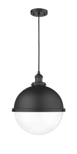 Hampden - 1 Light - 13 inch - Matte Black - Cord hung - Pendant (201C-BK-HFS-122-BK)