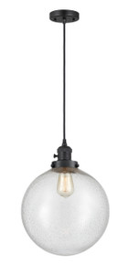 Beacon - 1 Light - 12 inch - Matte Black - Cord hung - Mini Pendant (201CSW-BK-G204-12-LED)