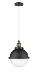 Hampden - 1 Light - 9 inch - Black Antique Brass - Cord hung - Mini Pendant (201CSW-BAB-HFS-84-BK-LED)