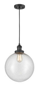 Beacon - 1 Light - 12 inch - Matte Black - Cord hung - Mini Pendant (201C-BK-G204-12-LED)