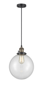 Beacon - 1 Light - 10 inch - Black Antique Brass - Cord hung - Mini Pendant (201CSW-BAB-G202-10-LED)