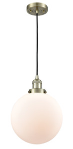 Beacon - 1 Light - 10 inch - Antique Brass - Cord hung - Mini Pendant (201C-AB-G201-10-LED)