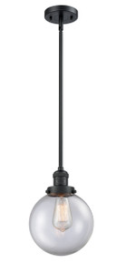 Beacon - 1 Light - 8 inch - Matte Black - Stem Hung - Mini Pendant (201S-BK-G202-8-LED)