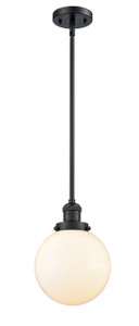 Beacon - 1 Light - 8 inch - Matte Black - Stem Hung - Mini Pendant (201S-BK-G201-8-LED)