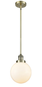 Beacon - 1 Light - 8 inch - Antique Brass - Stem Hung - Mini Pendant (201S-AB-G201-8-LED)
