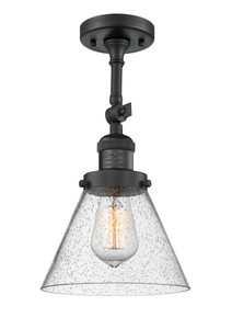 Cone - 1 Light - 8 inch - Matte Black - Semi-Flush Mount (201F-BK-G44-LED)
