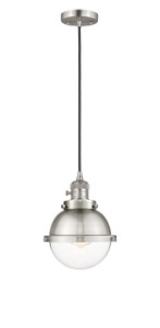 Hampden - 1 Light - 7 inch - Brushed Satin Nickel - Cord hung - Mini Pendant (201CSW-SN-HFS-62-SN-LED)