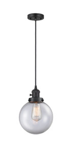 Beacon - 1 Light - 8 inch - Matte Black - Cord hung - Mini Pendant (201CSW-BK-G202-8-LED)