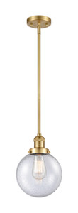Beacon - 1 Light - 8 inch - Satin Gold - Stem Hung - Mini Pendant (201S-SG-G204-8)