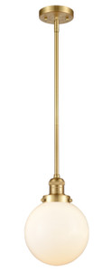 Beacon - 1 Light - 8 inch - Satin Gold - Stem Hung - Mini Pendant (201S-SG-G201-8)