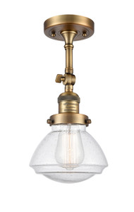 Olean - 1 Light - 7 inch - Brushed Brass - Semi-Flush Mount (201F-BB-G324)