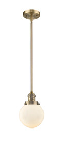 Beacon - 1 Light - 6 inch - Brushed Brass - Stem Hung - Mini Pendant (201S-BB-G201-6-LED)
