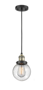 Beacon - 1 Light - 6 inch - Black Antique Brass - Cord hung - Mini Pendant (201C-BAB-G204-6-LED)