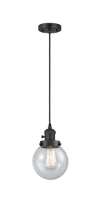 Beacon - 1 Light - 6 inch - Matte Black - Cord hung - Mini Pendant (201CSW-BK-G204-6)