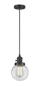 Beacon - 1 Light - 6 inch - Matte Black - Cord hung - Mini Pendant (201CSW-BK-G202-6)