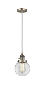 Beacon - 1 Light - 6 inch - Antique Brass - Cord hung - Mini Pendant (201CSW-AB-G202-6)