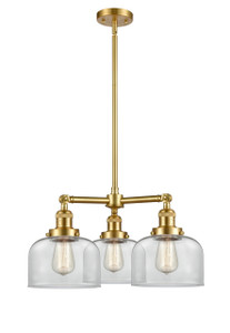 Bell - 3 Light - 22 inch - Satin Gold - Stem Hung - Chandelier (207-SG-G72-LED)