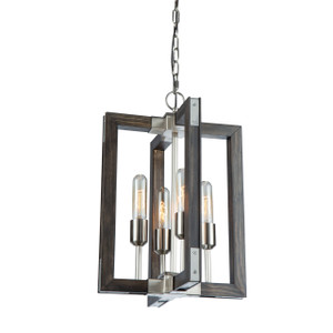Gatehouse 4 Light Dark Pine & Brushed Nickel Chandelier (AC11654BN) Gatehouse 4 Light Dark Pine & Brushed Nickel Chandelier (AC11654BN)