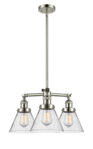 Cone - 3 Light - 22 inch - Polished Nickel - Stem Hung - Chandelier (207-PN-G44-LED)