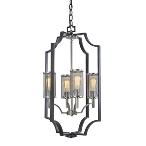Oxford 4 Light Matte Black & Antique Nickel Chandelier (AC10494)